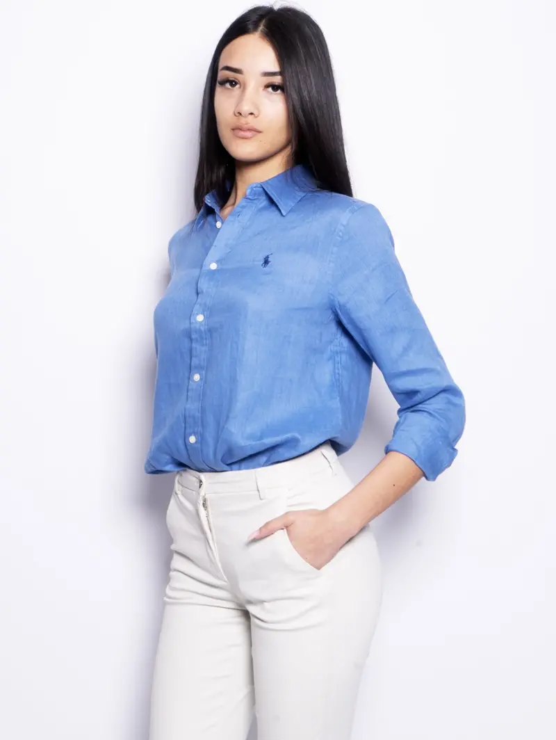 Oversized Linen Shirt In Medium Blue 1
