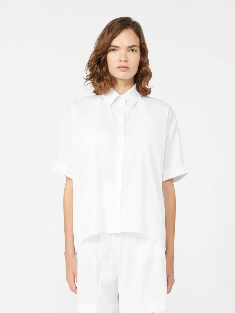 Oversized Short-Sleeve Optical White Shirt 1