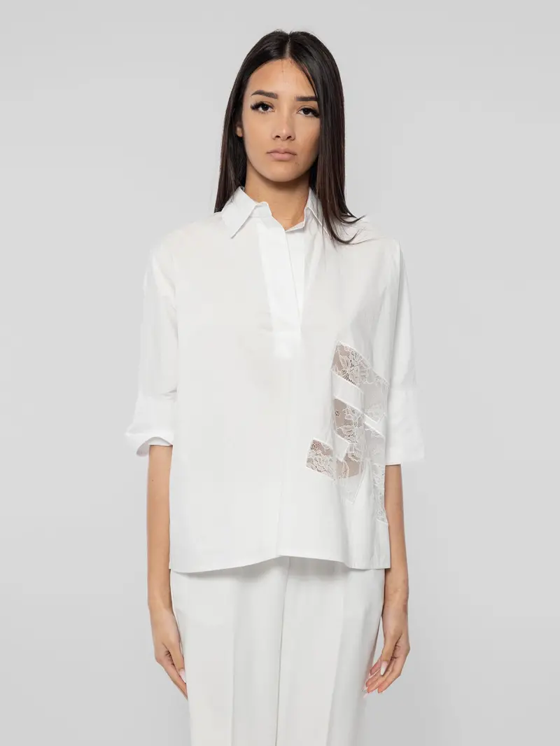 Oversized White V-Neck Shirt 1