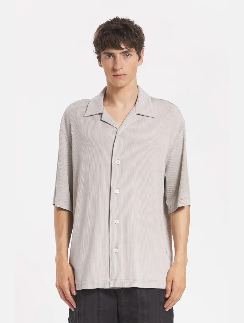 Pearl-Colored Ribbed Solana Shirt 1