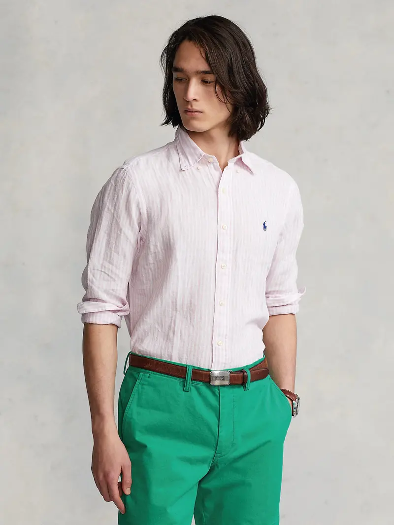 Pink-And-White Striped Linen Shirt 1