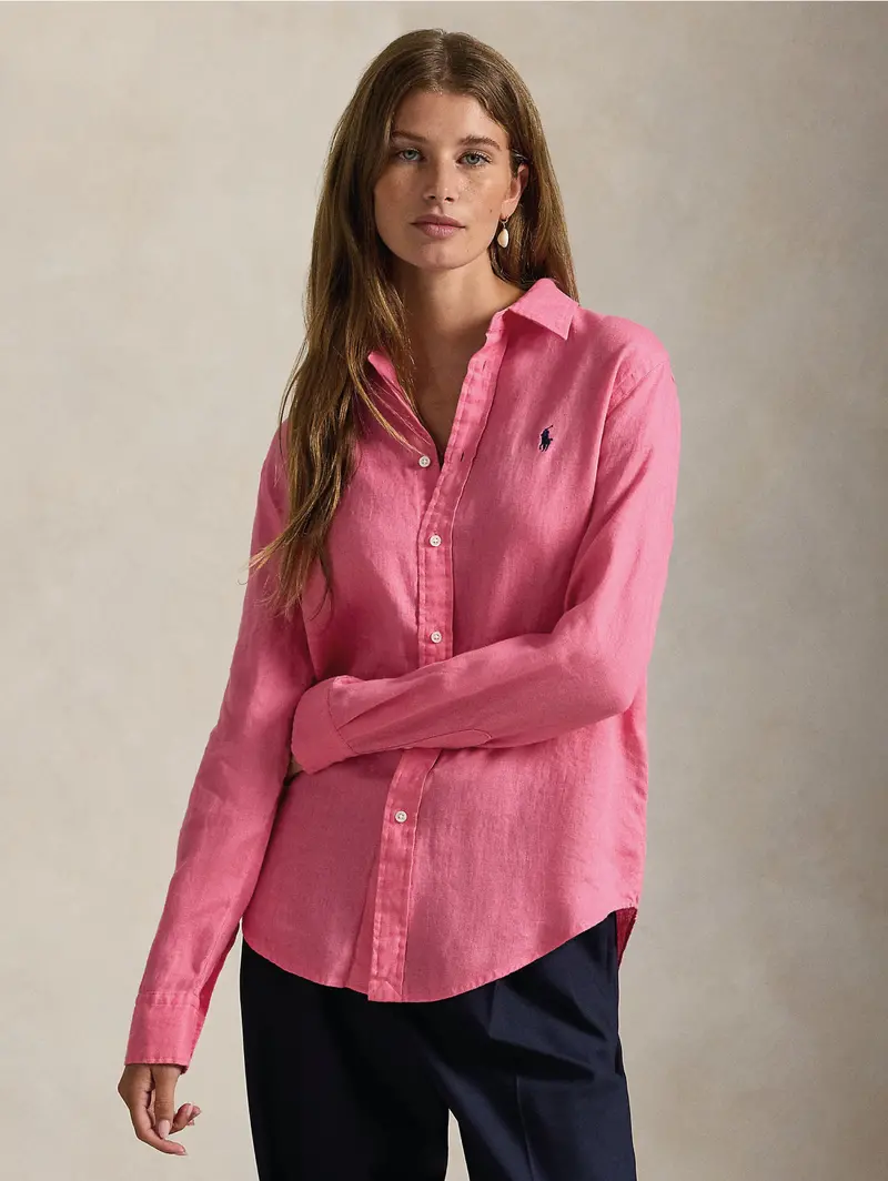 Pink Classic-Fit Linen Shirt 1