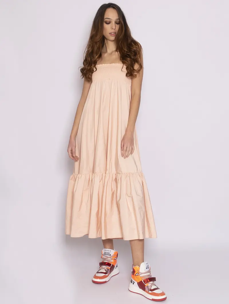 Pink Elastic Waist Skirt Dress 1