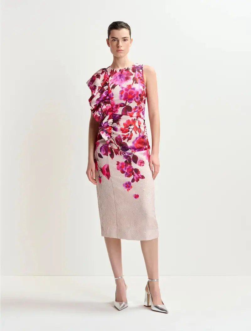 Pink Floral Bodycon Dress 1