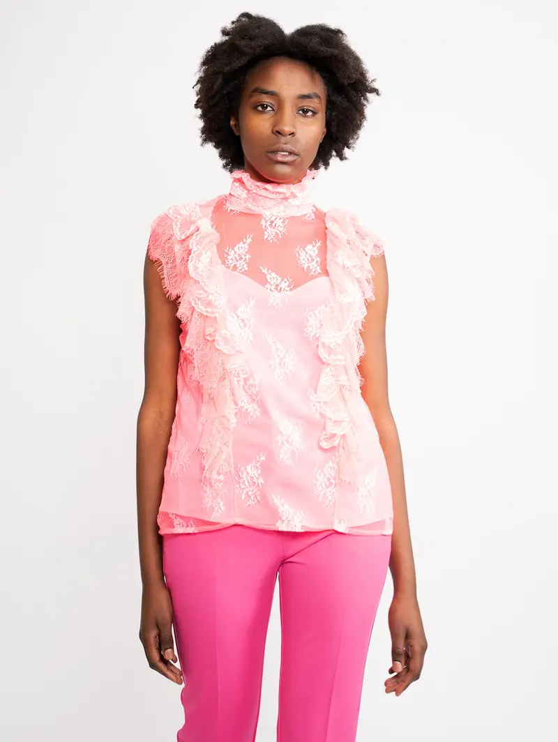 Pink Lace Crop Top 1