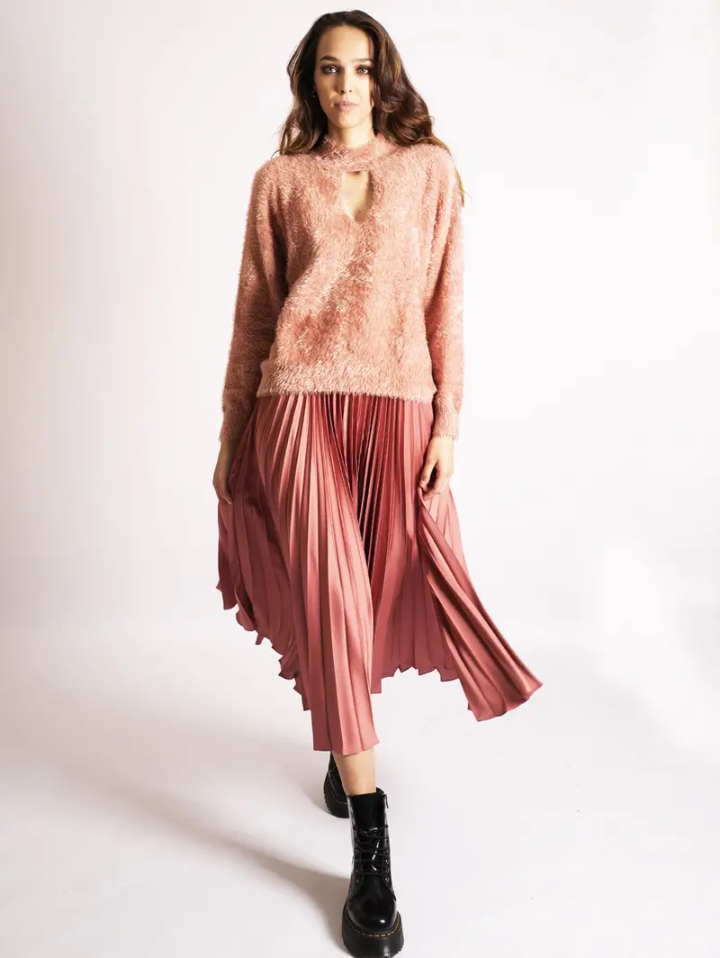 Pink Long-Fiber Textured Sweater 1