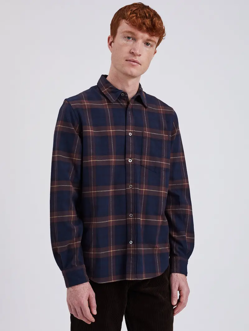 Plaid Flannel Shirt In Burgundy Osvald 1