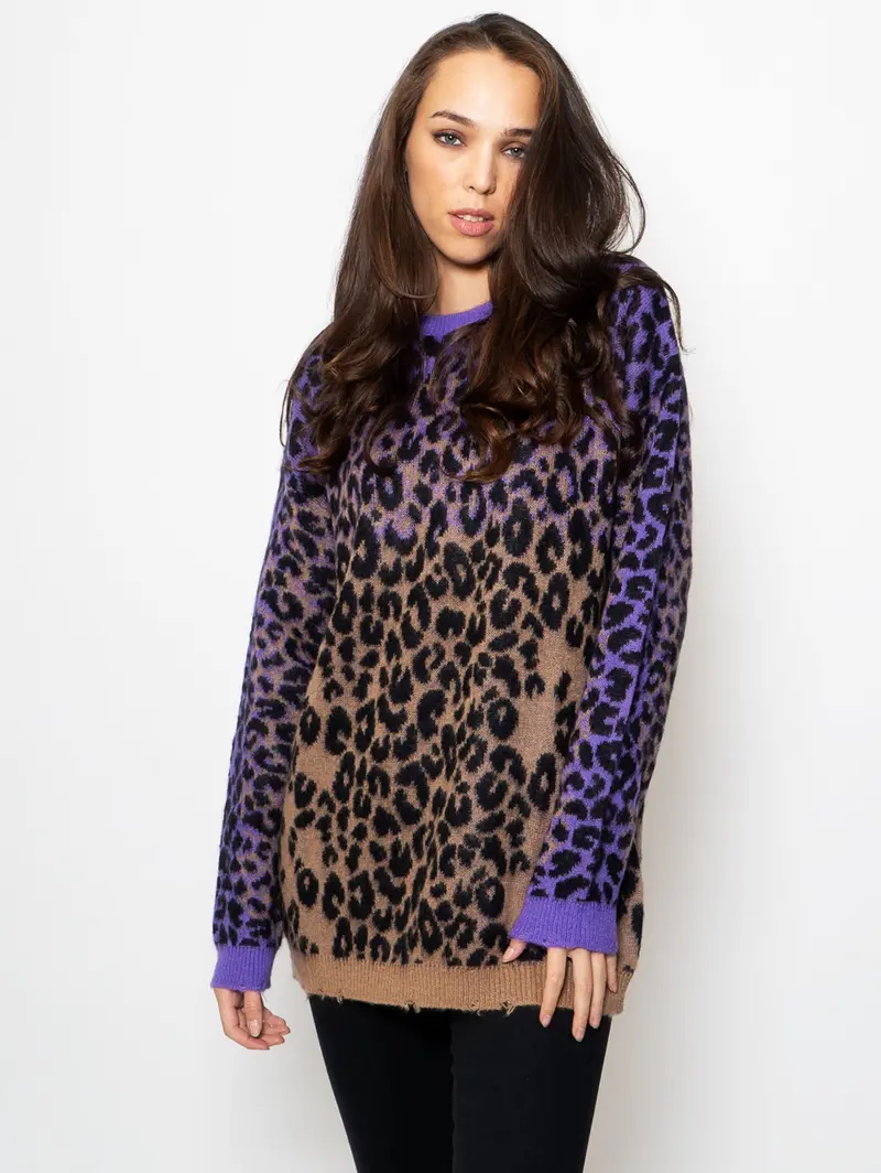 Purple-And-Walnut Mohair-Blend Speckled Sweater 1