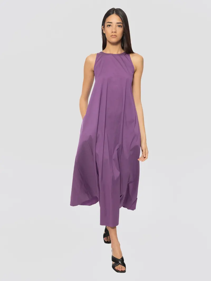 Purple Cotton Poplin Long Dress 1