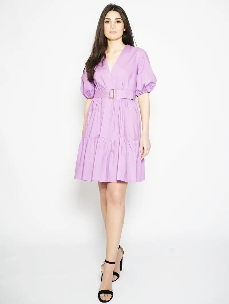 Purple Poplin Short Dress 1