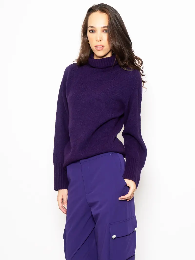 Purple Regular-Knit Sweater 1