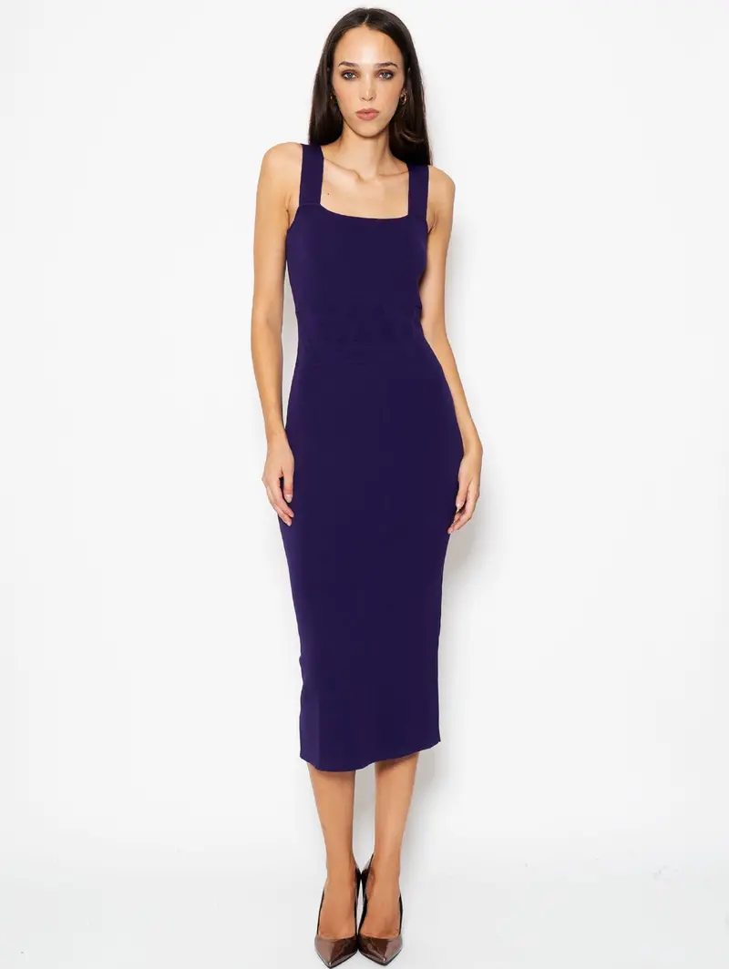Purple Square-Neck Sheath Dress 1