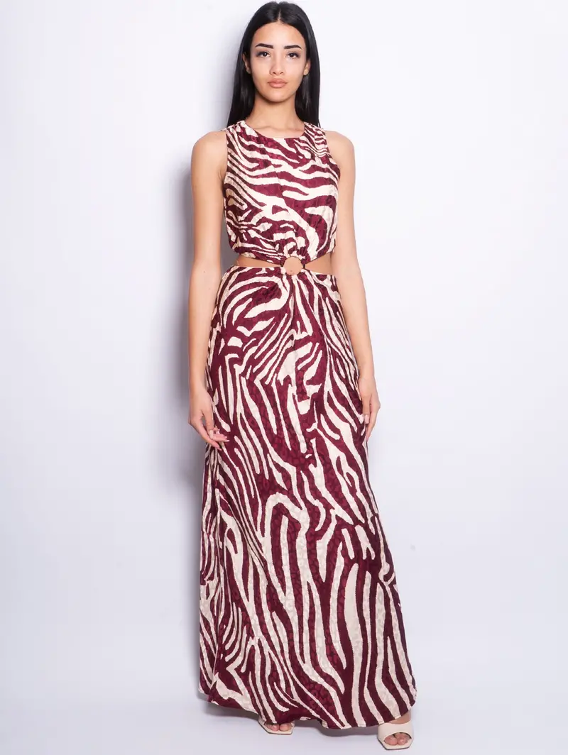 Red Longuette Dress With Side Cut-Outs 1