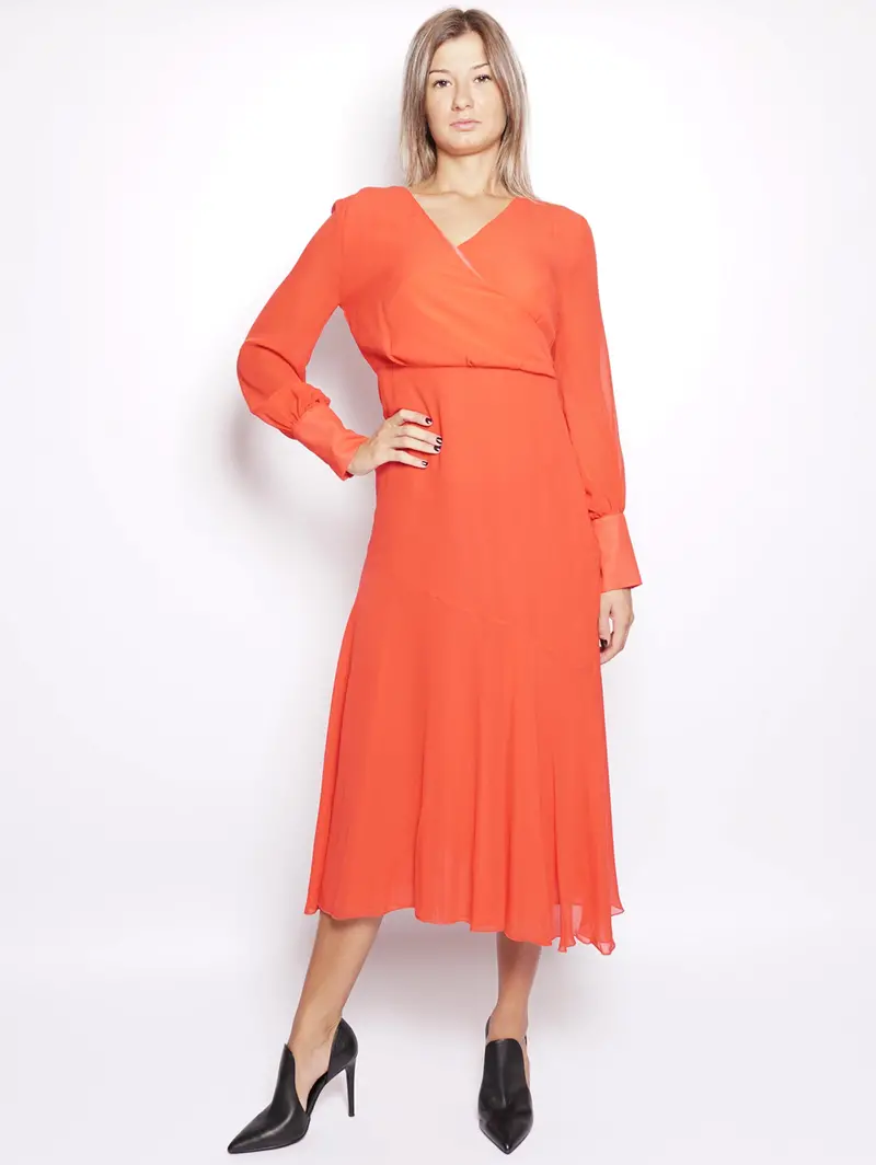 Red Silk Longuette Dress 1