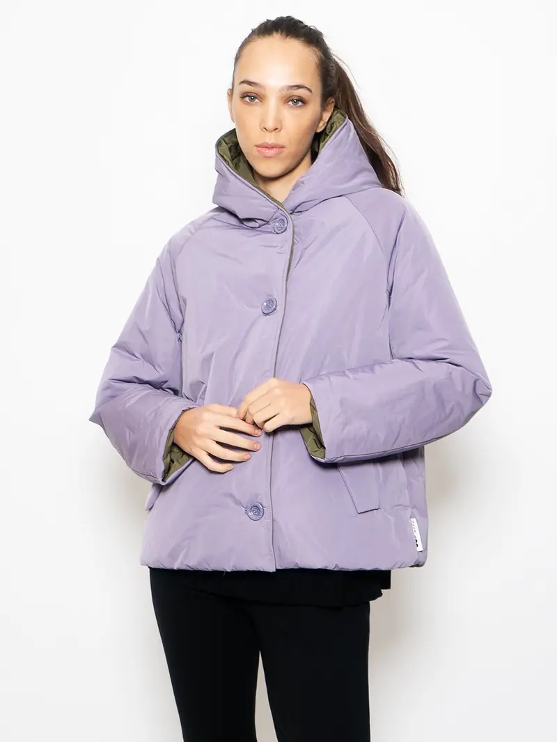 Reversible Lilac-Olive Memory Fabric Jacket 1