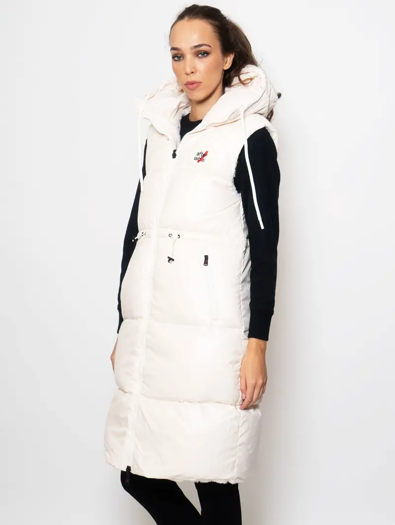 Reversible White Longline Vest 1