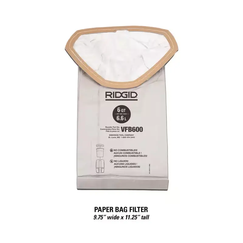 Ridgid Dry Filter Bags (2-Pack) For 6 Qt. Nxt Backpack Vacuum 1