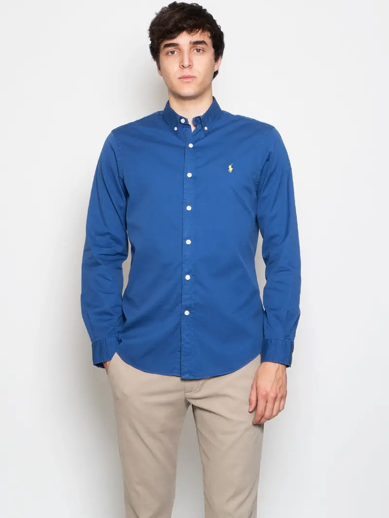 Royal Blue Cotton Twill Slim-Fit Shirt 1