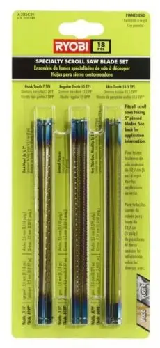Ryobi Regular-Tooth Scroll Saw Blade Assortment – 18-Piece Variety Pack 1