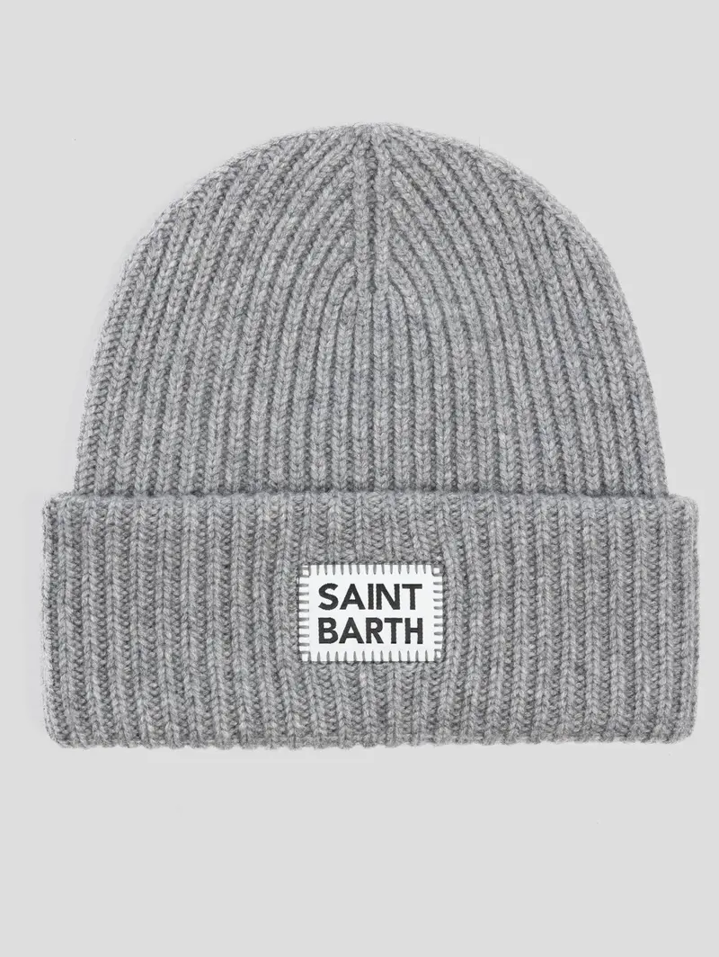 Saint Barth Grey Ribbed Beanie 1