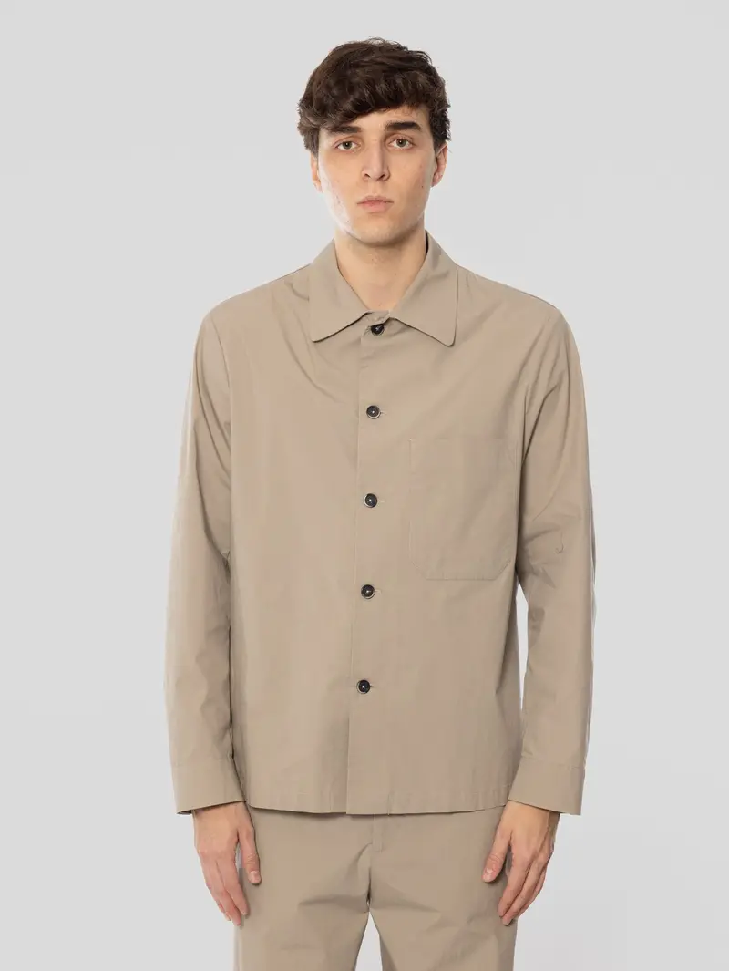 Sandy Beige Cotton Canvas Overshirt 1