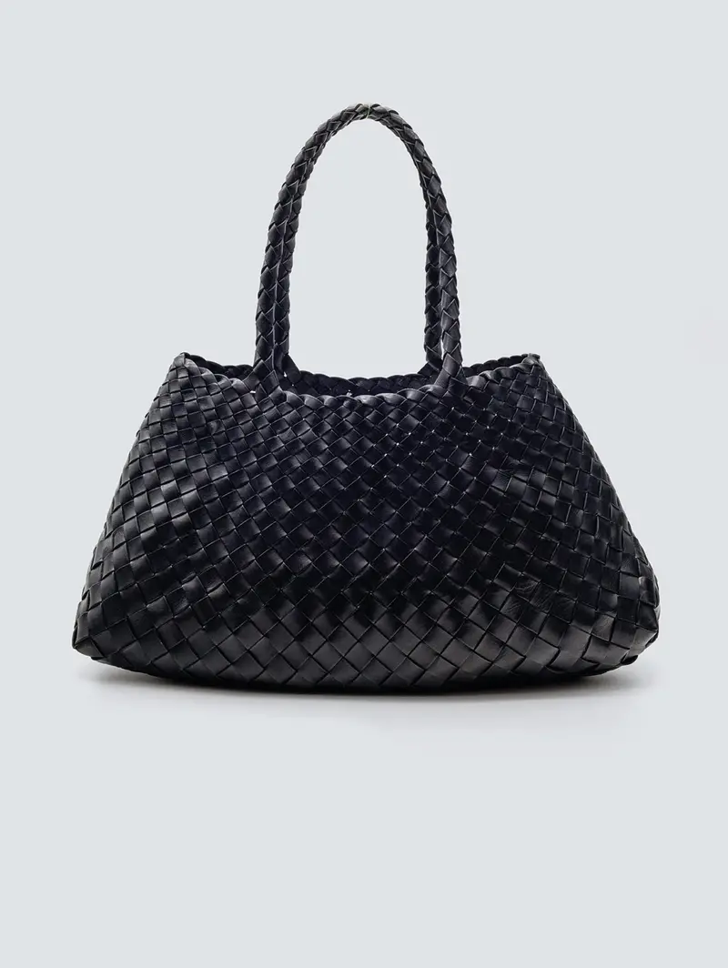 Santa Croce Woven Leather Handbag In Black 1
