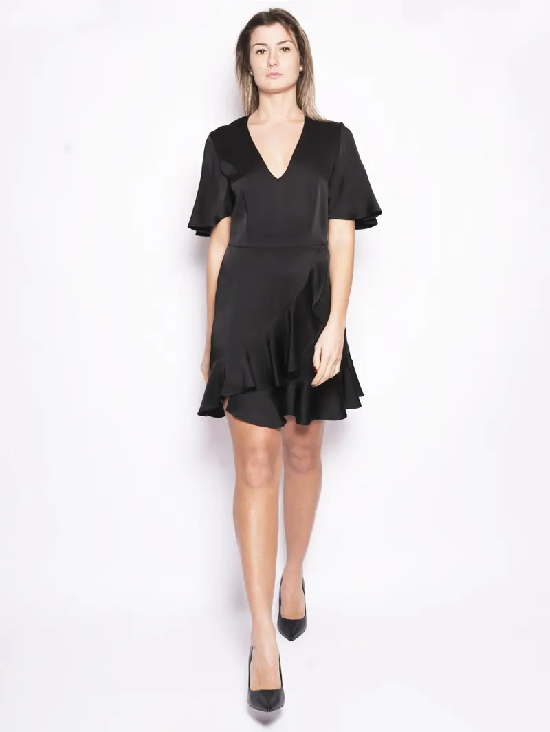 Satin-Backed Cady Black Midi Dress 1