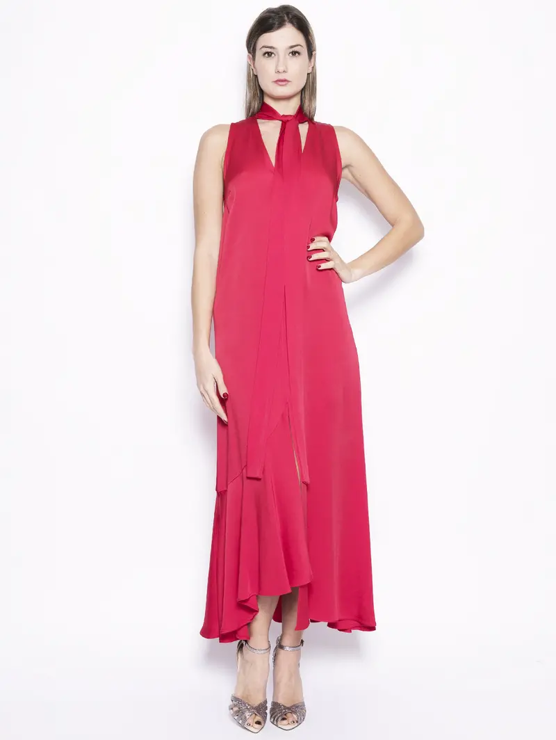 Satin-Backed Cady Red Evening Dress 1