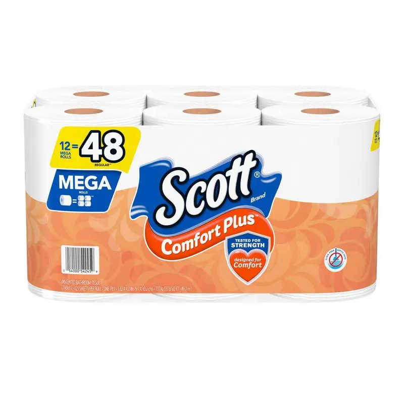 Scott Mega Roll Comfort Plus Toilet Paper – 425 Sheets Per Roll, 12-Roll Pack 1
