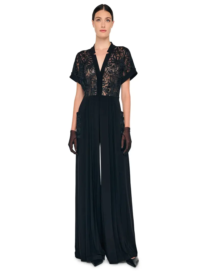 Semi-Sheer Black Jumpsuit – Geralyn Style 1