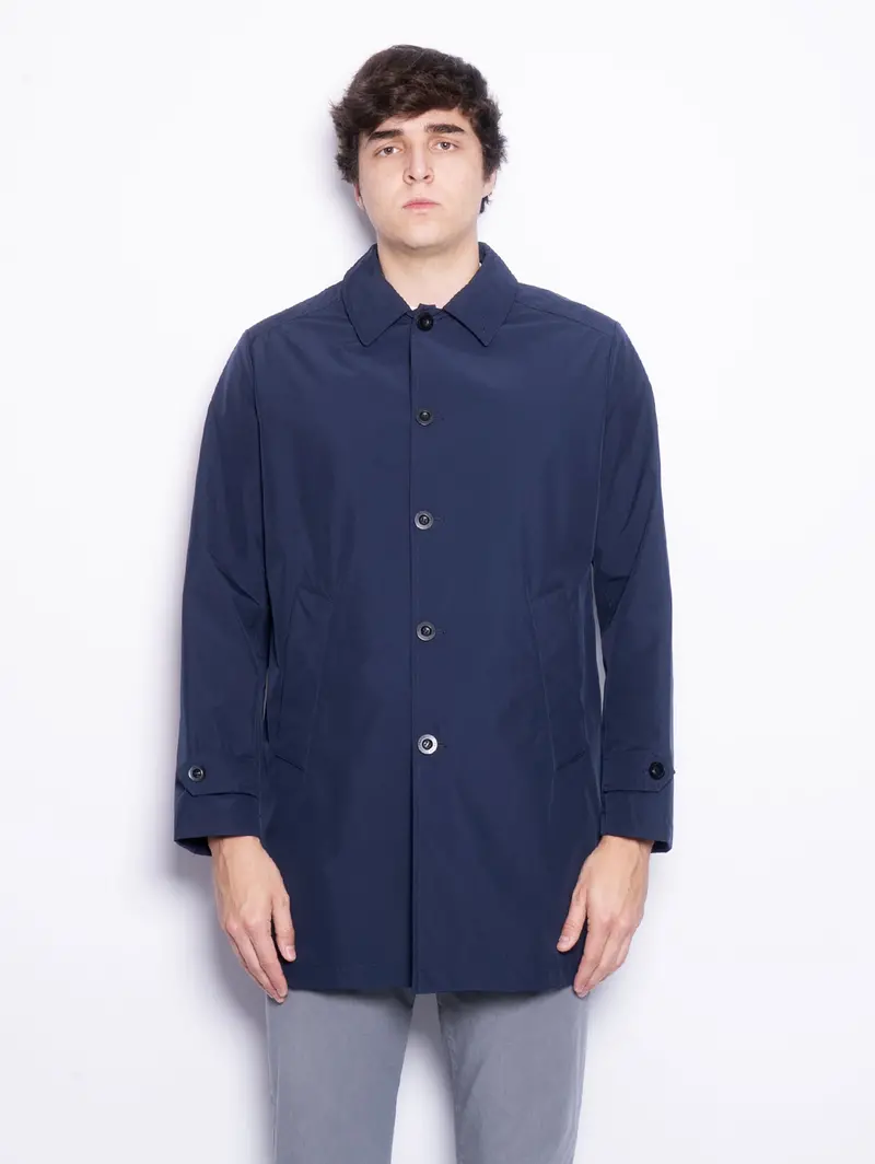 Short Blue Flavio Membrane Raincoat 1