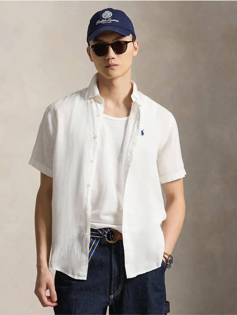 Short-Sleeve White Linen Shirt 1