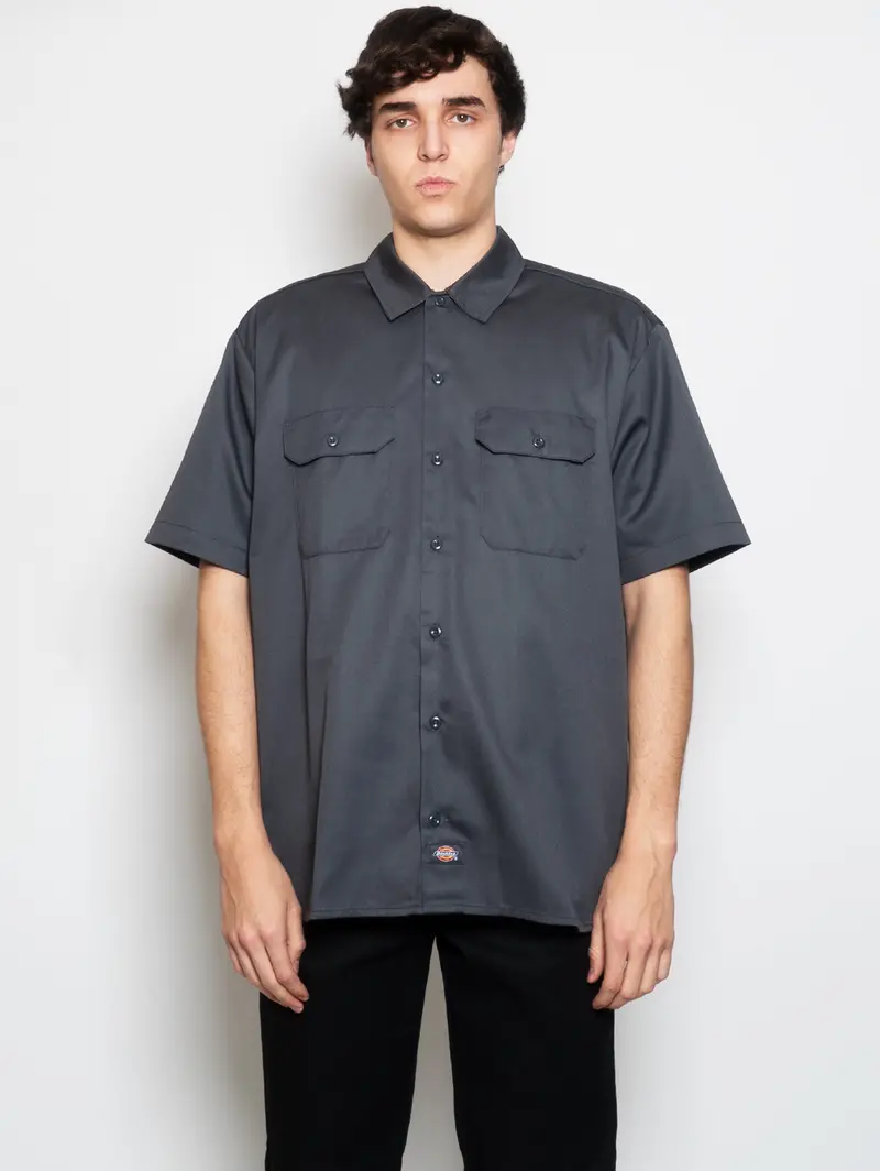 Short-Sleeve Work Shirt In Asphalt Gray 1