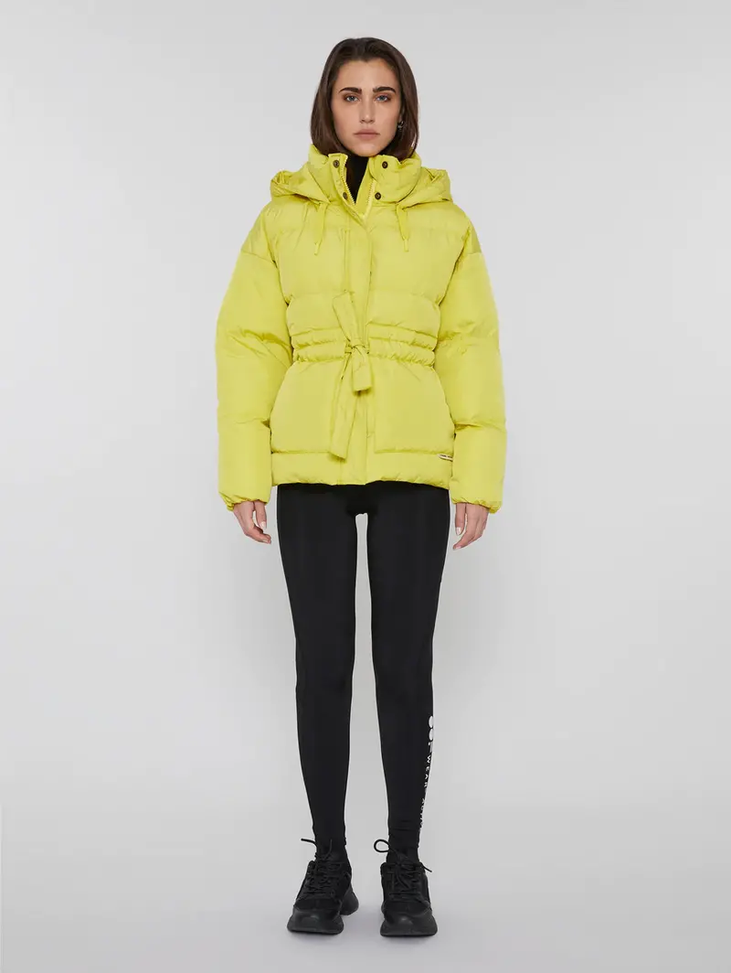 Short Waist-Cinching Down Jacket In Lime Green 1