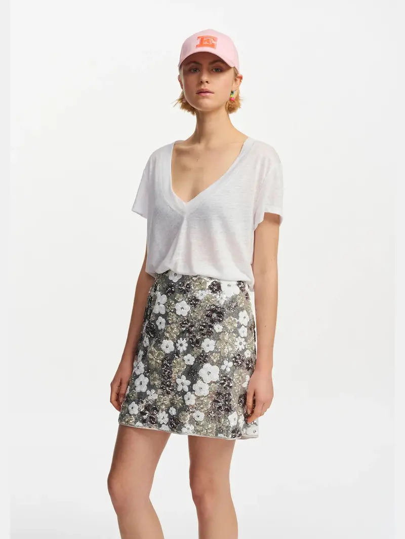 Silver Sequin Mini Skirt 1