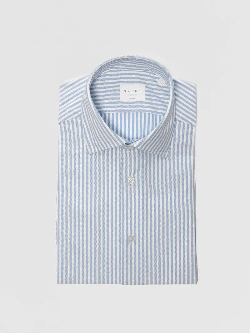 Sky Blue And White Striped Active Shirt 1
