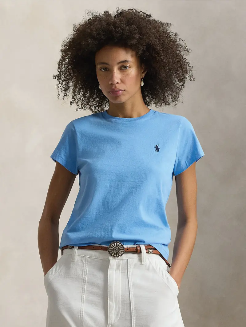 Sky Blue Cotton Crew-Neck T-Shirt 1