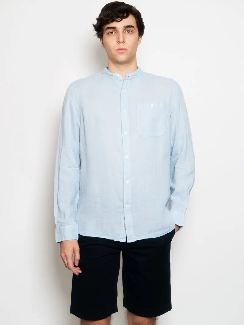 Sky Blue Korean-Inspired Linen Shirt 1
