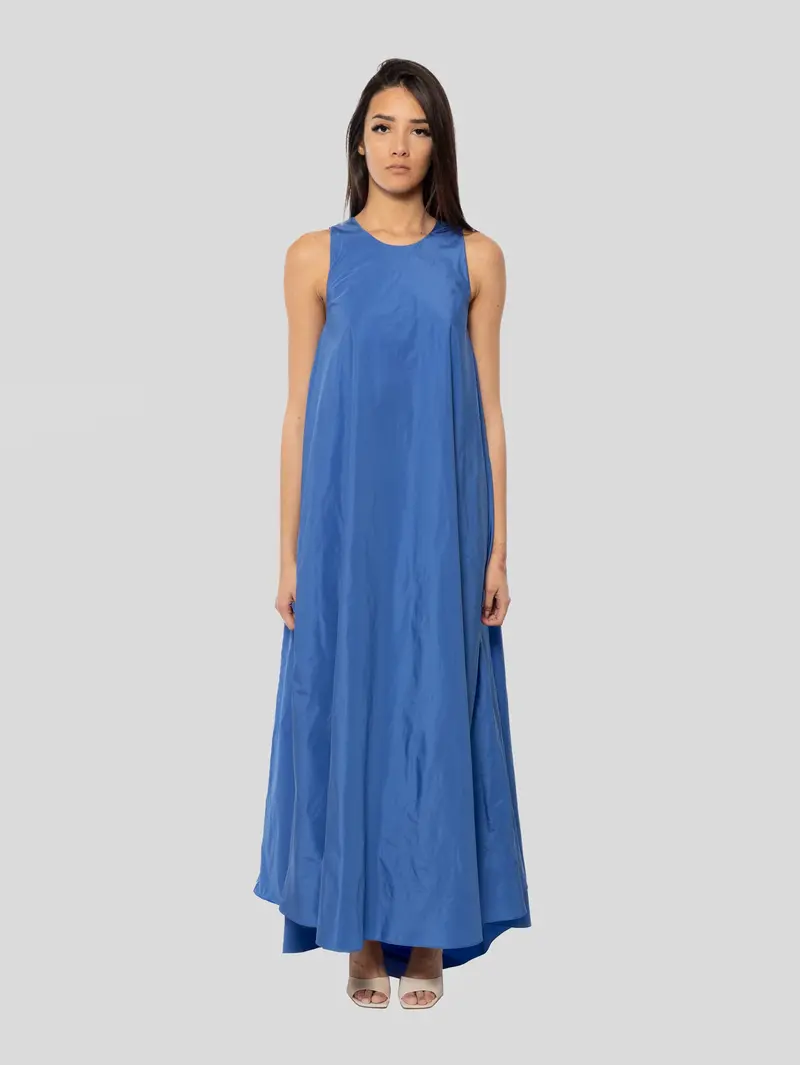 Sky Blue Taffeta Long Dress 1