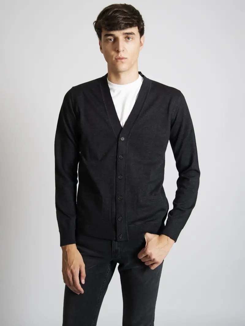 Slim-Fit Anthracite Cardigan 1