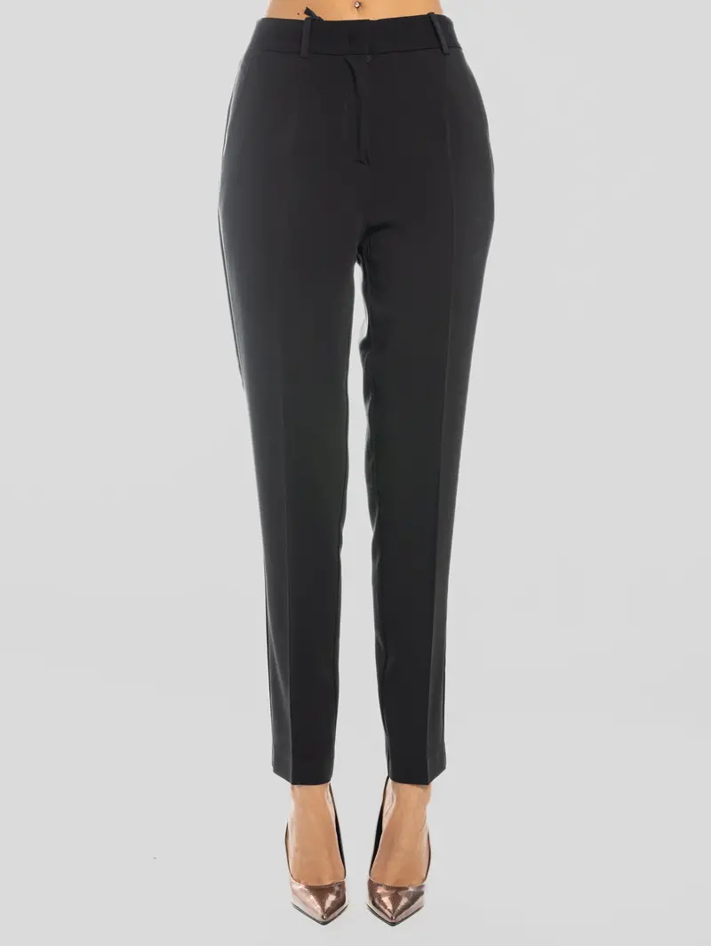 Slim-Fit Black Cady Trousers 1