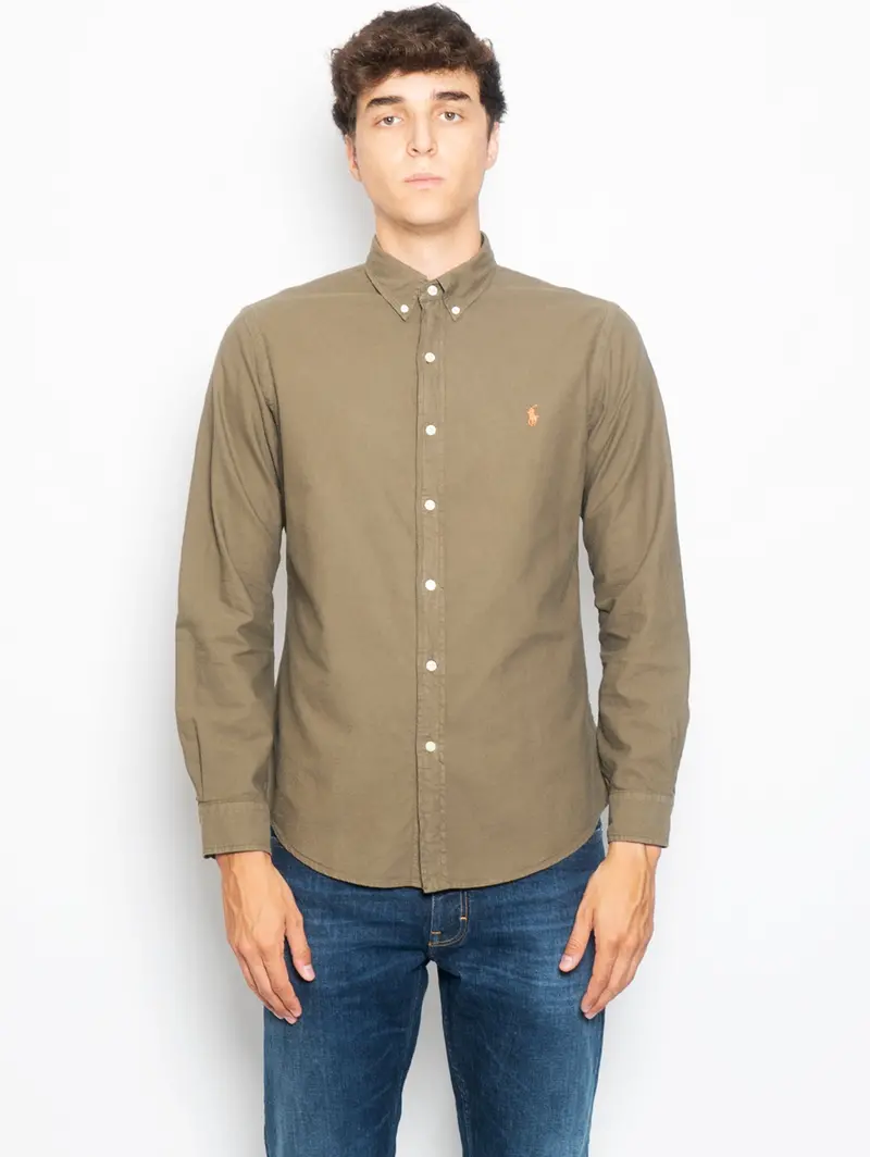 Slim-Fit Green Oxford Cotton Shirt 1