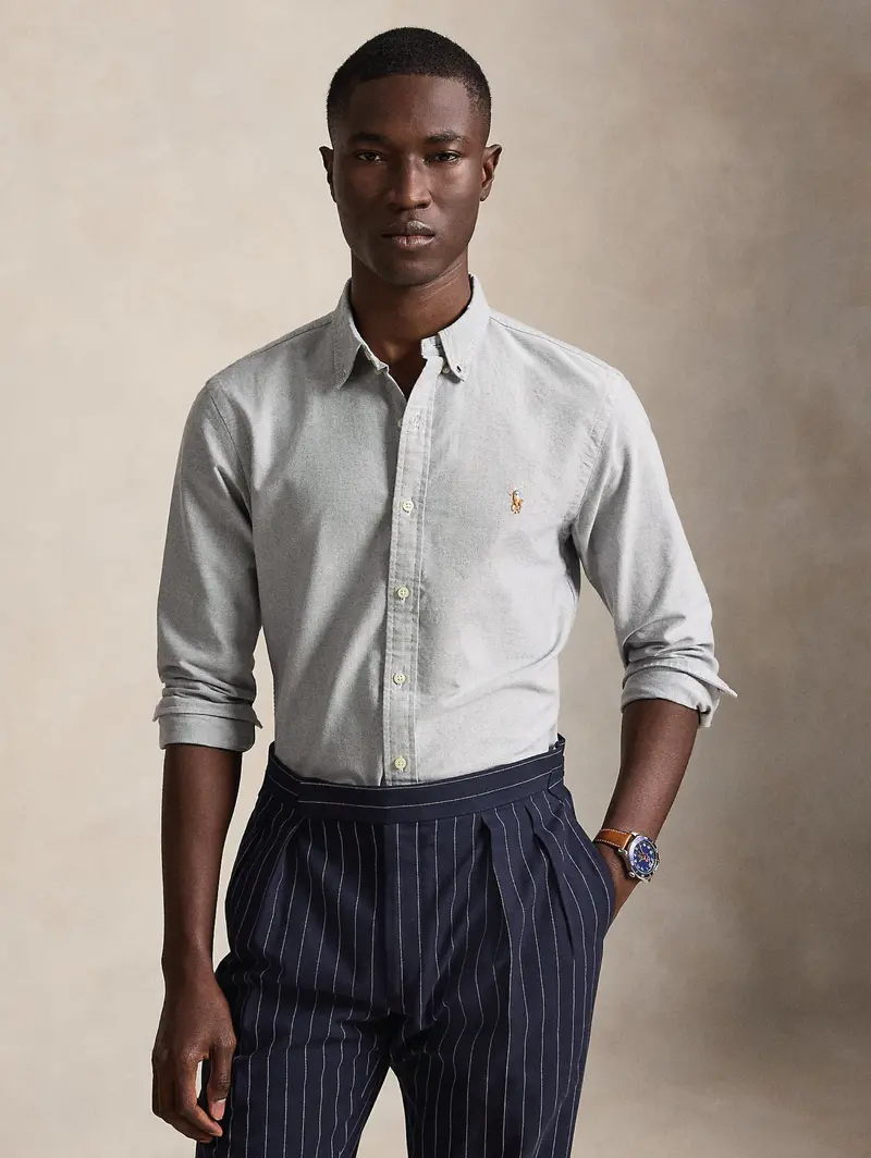 Slim-Fit Grey Oxford Shirt 1