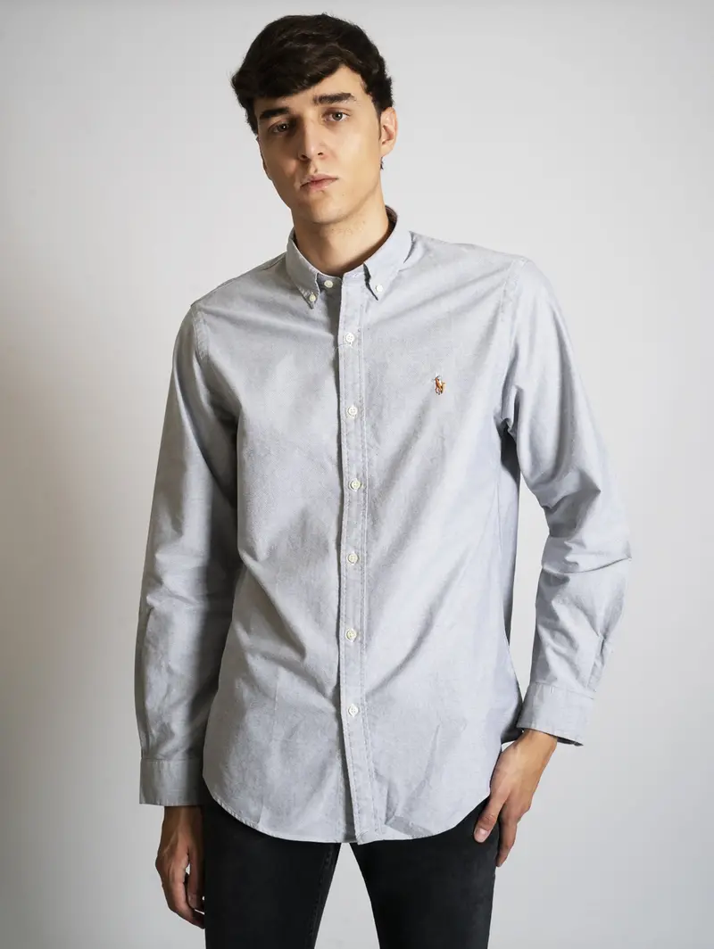 Slim-Fit Grey Oxford Shirt 1