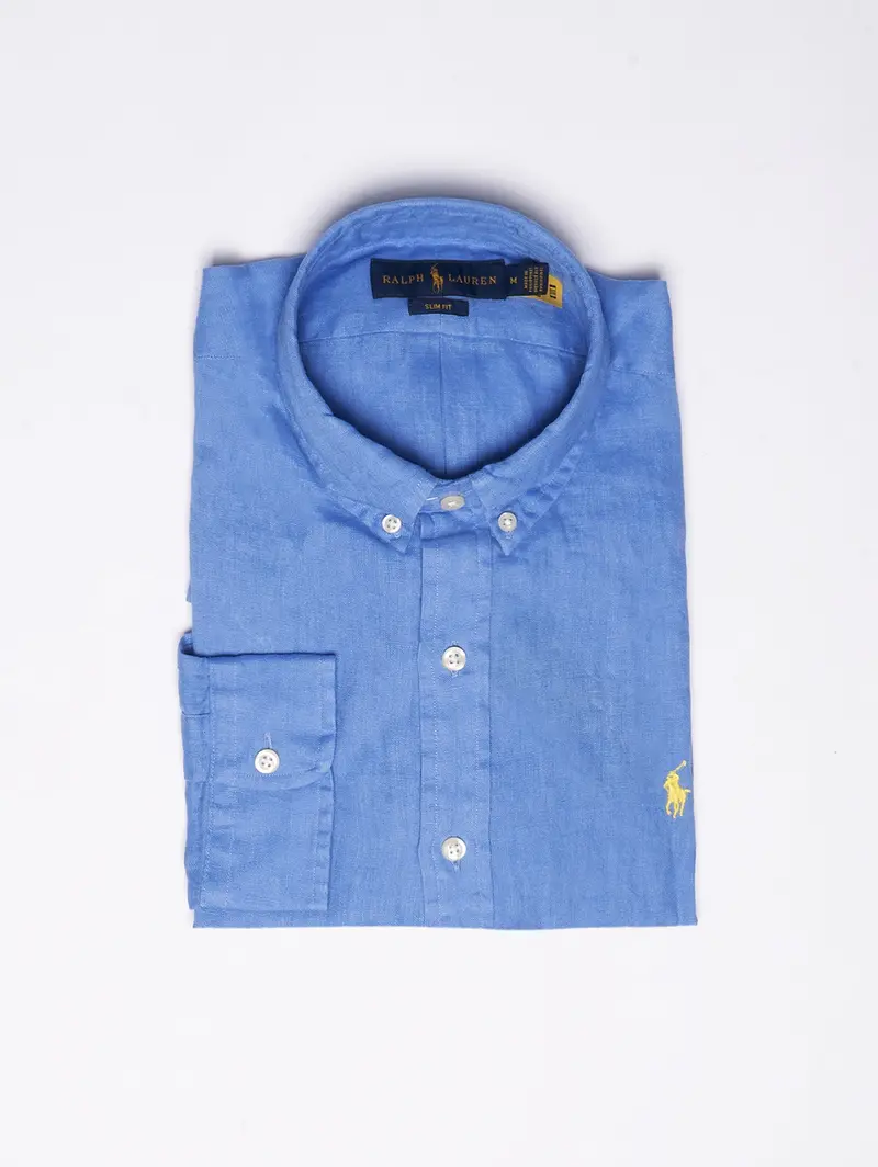 Slim-Fit Navy Linen Shirt 1