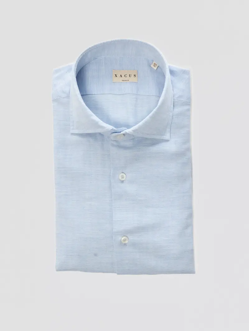 Solid-Color Herringbone Shirt In Light Blue 1