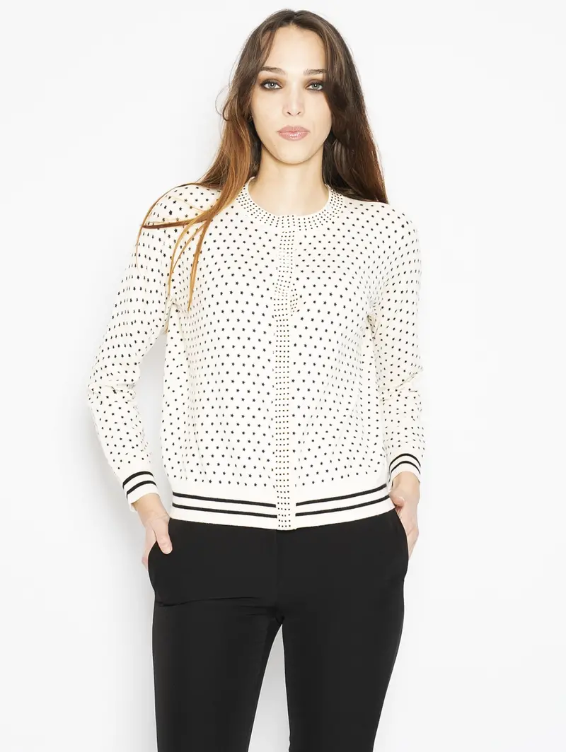 Star-Print Cardigan In Ivory And Black 1