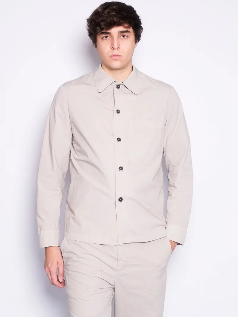 Stone-Hued Cotton Poplin Overshirt 1