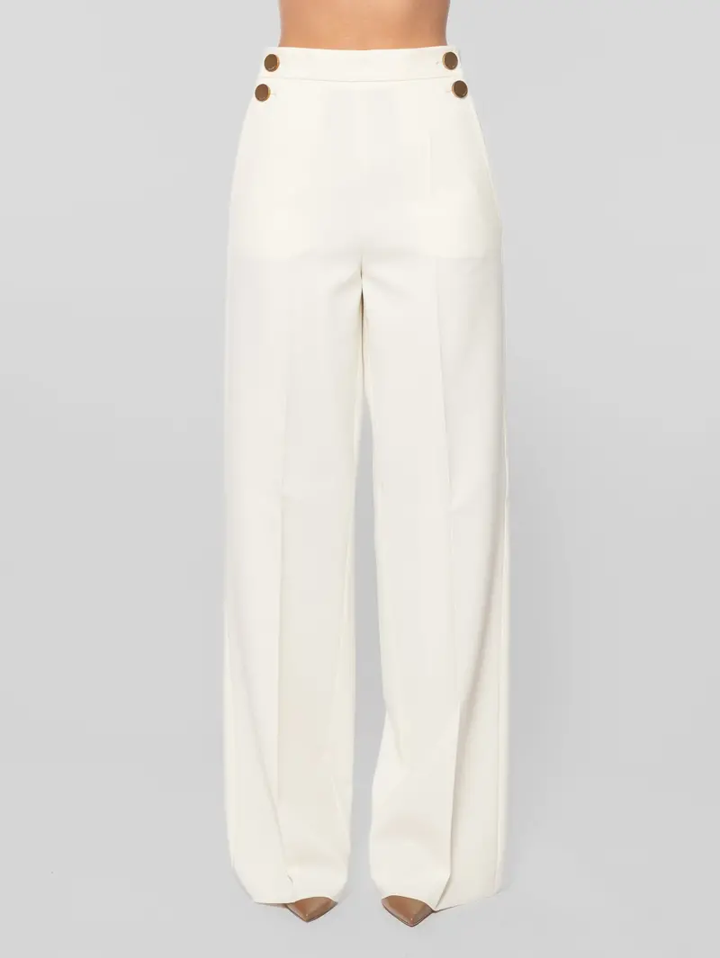 Stretch Cotton Polonia Trousers – White 1