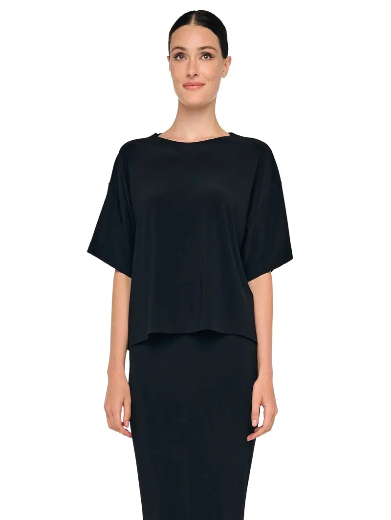 Stretch Jersey Black Crew-Neck Top 1